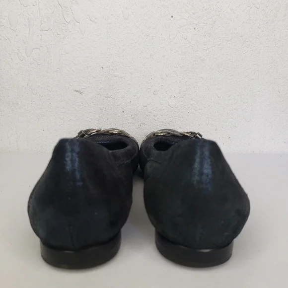 AGL Attilio Giusti Black Leather Snake Print Flats